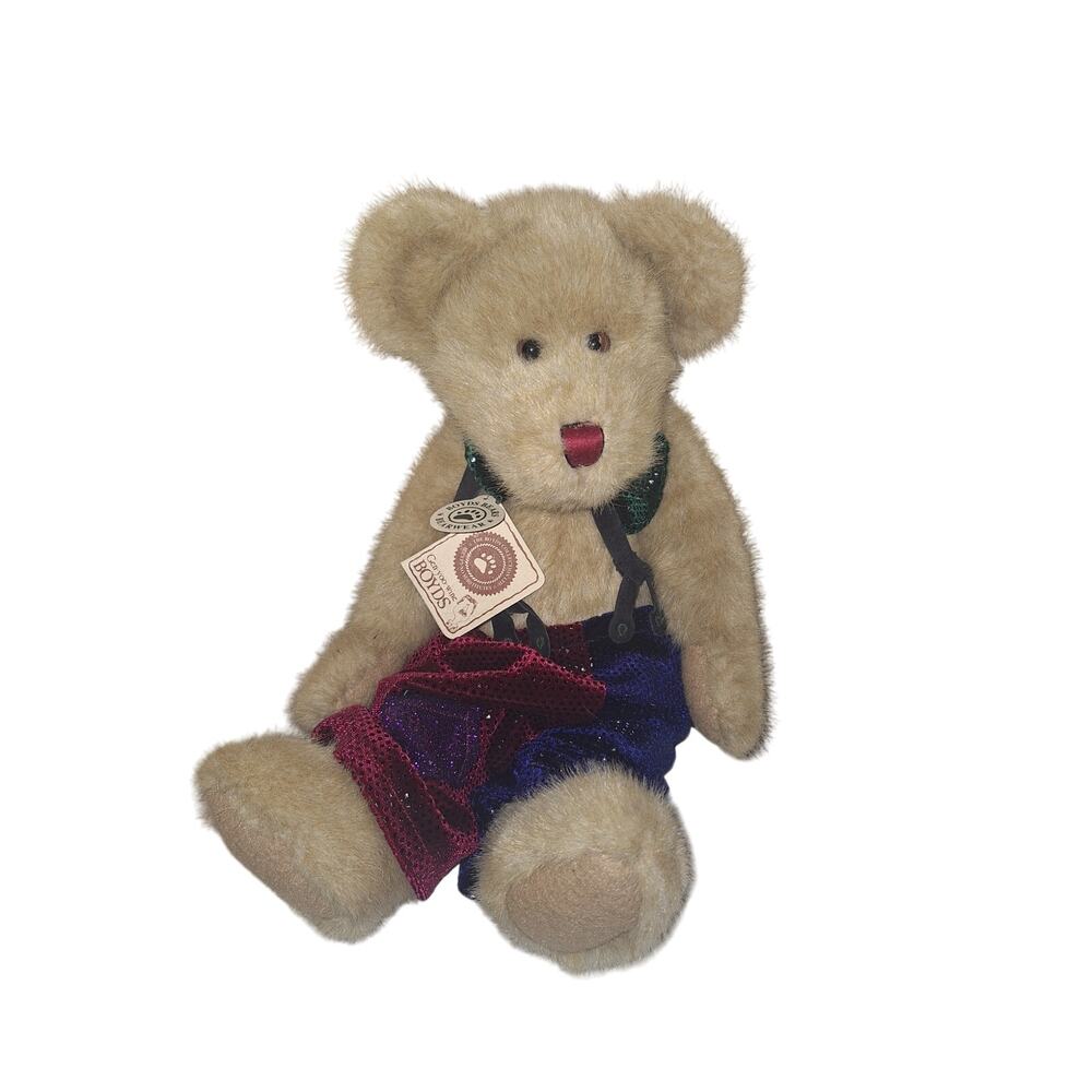 Vintage Boyds Bear Mr. McSnickers‎ Overalls Outfit 14" Clown With Bowtie Gift